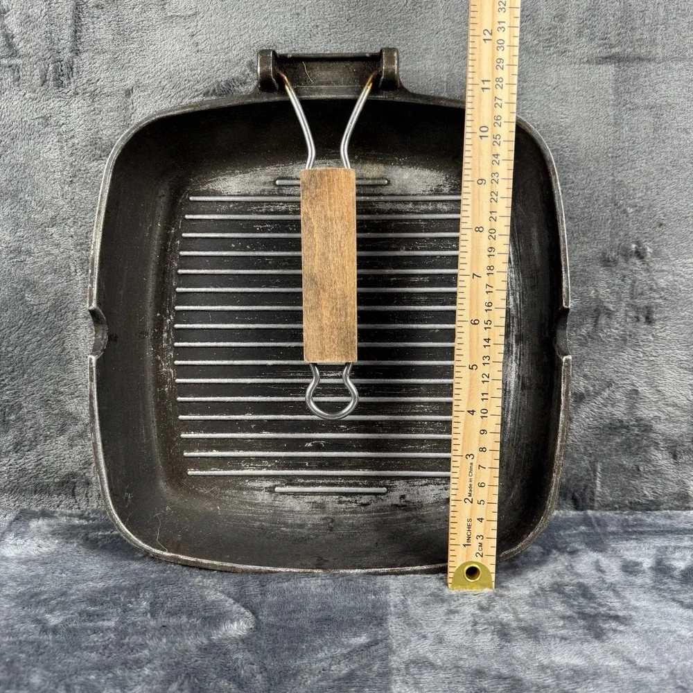 ROCH GUSS Grand Chef 13in Flat Grill Pan Rectangle Folding Handle Made in Italy